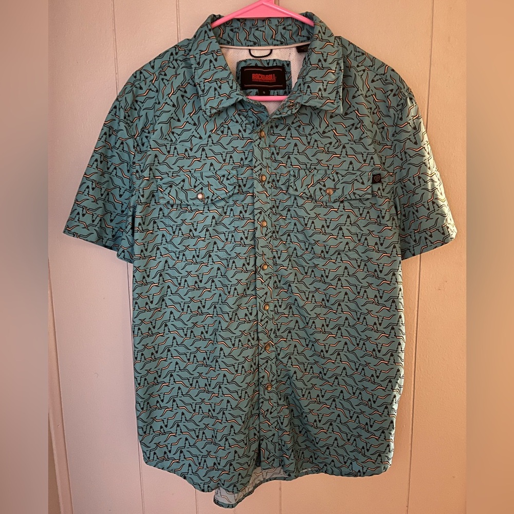 Rock N Roll collared short sleeve button up